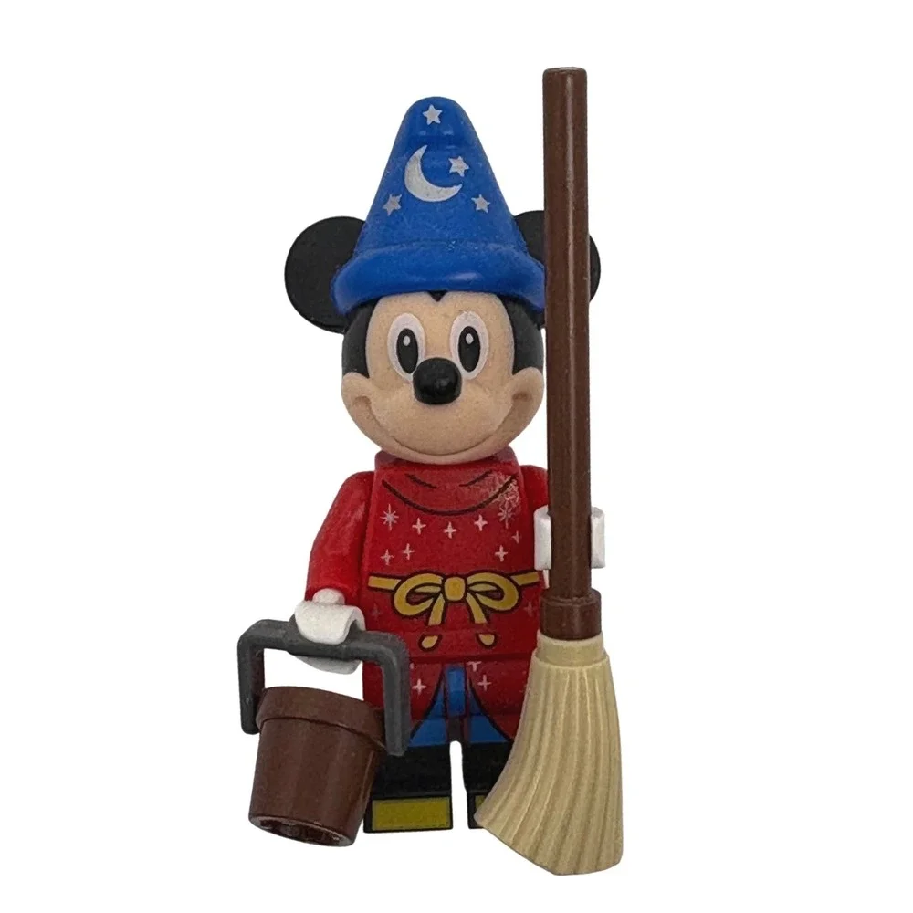 Disney Fantasia Sorcerer Mickey Mouse Minifigure with Broom and Bucket Accessory